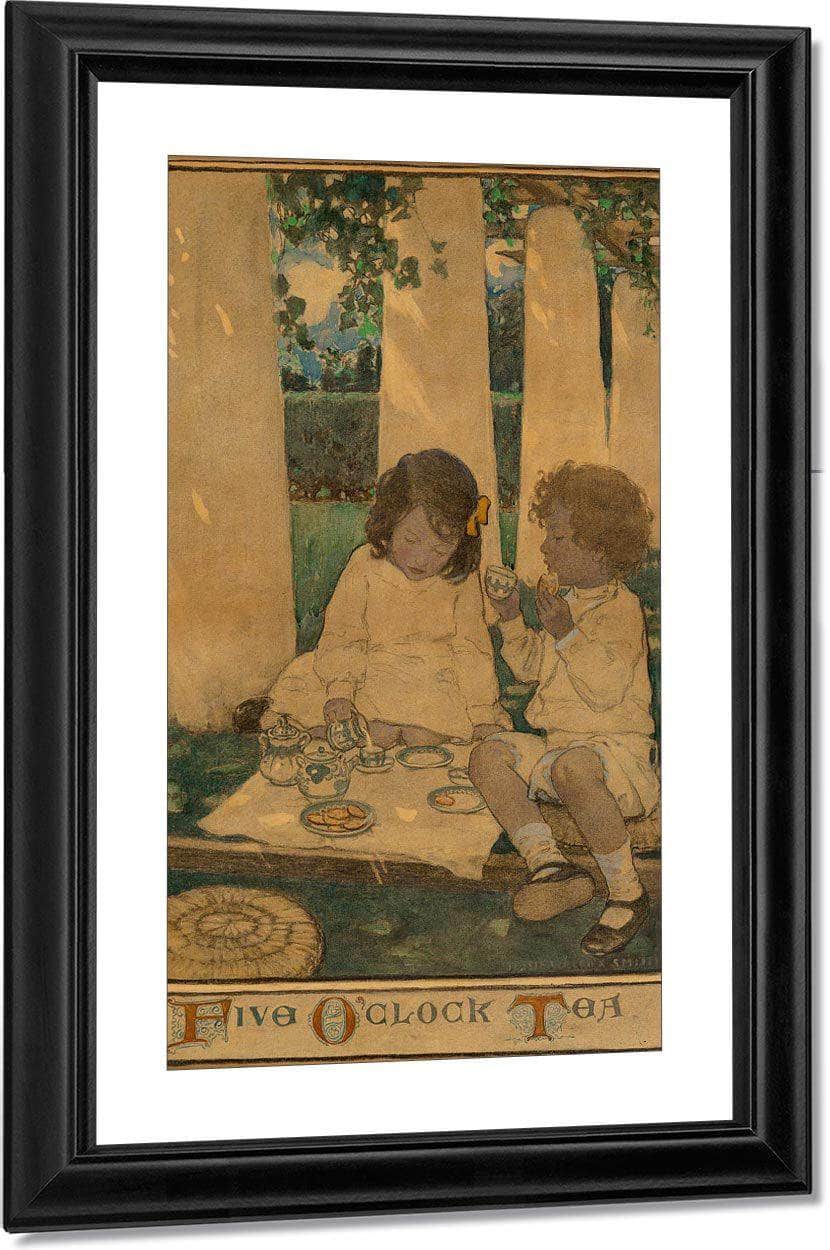 Five Oclock Tea The Child In A Garden Scribners Magazine Interior Illustration December 1903 By Jessie Willcox Smith Fine Art Print