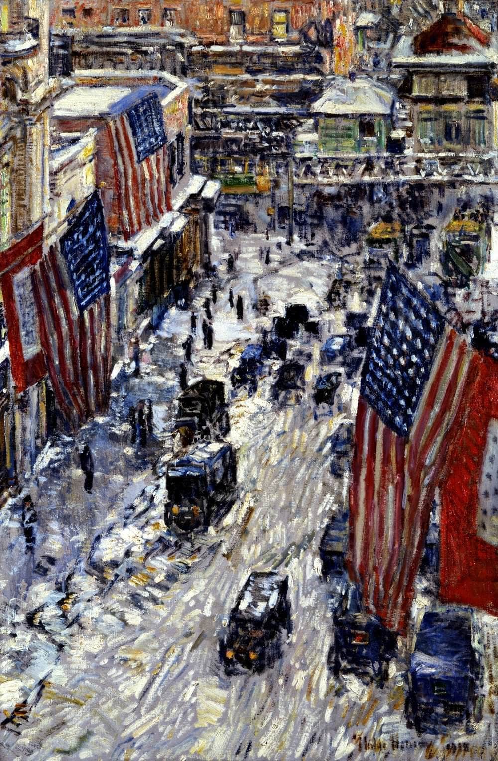 Flags On 57th Street, 1918 Painting Frederick Childe Hassam Canvas Art Fine Art Print
