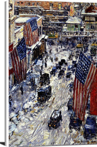 Flags On 57th Street, 1918 Painting Frederick Childe Hassam Canvas Art Fine Art Print