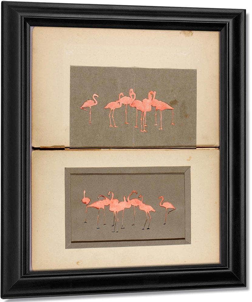 Flamingoes, Study Folder For Book Concealing Coloration In The Animal Kingdom By Abbott Handerson Thayer Fine Art Print