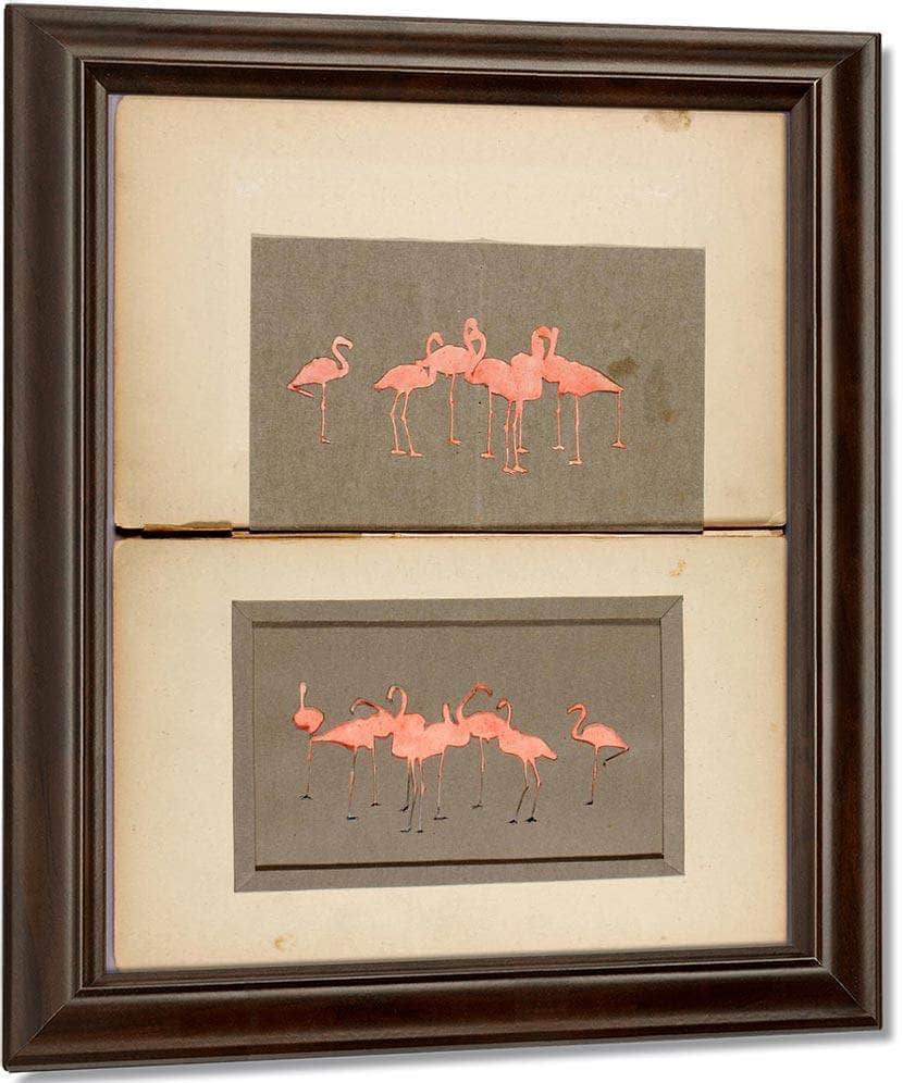 Flamingoes, Study Folder For Book Concealing Coloration In The Animal Kingdom By Abbott Handerson Thayer Fine Art Print