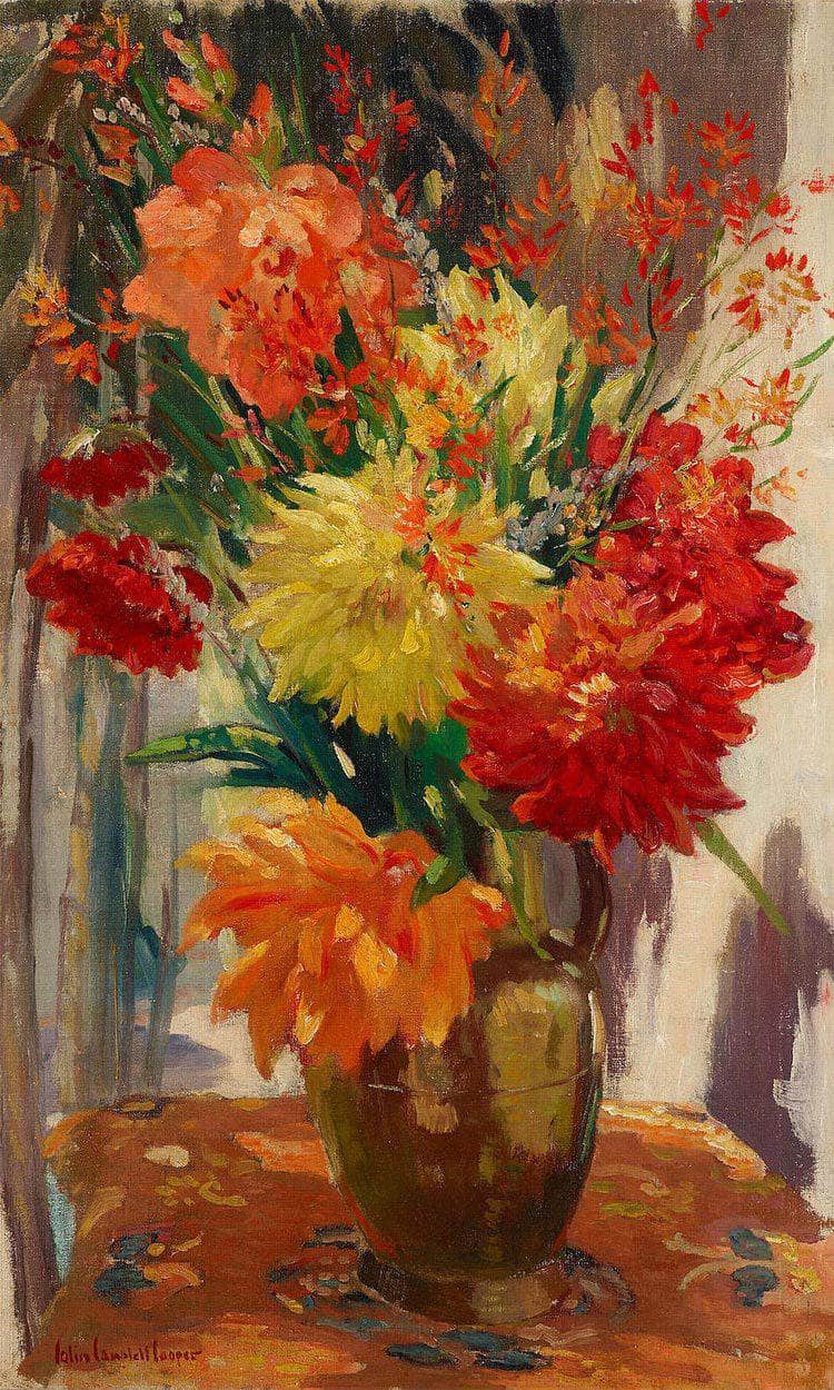 Floral Still Life (Mums And Crocosmia) By Colin Campbell Cooper Fine Art Print