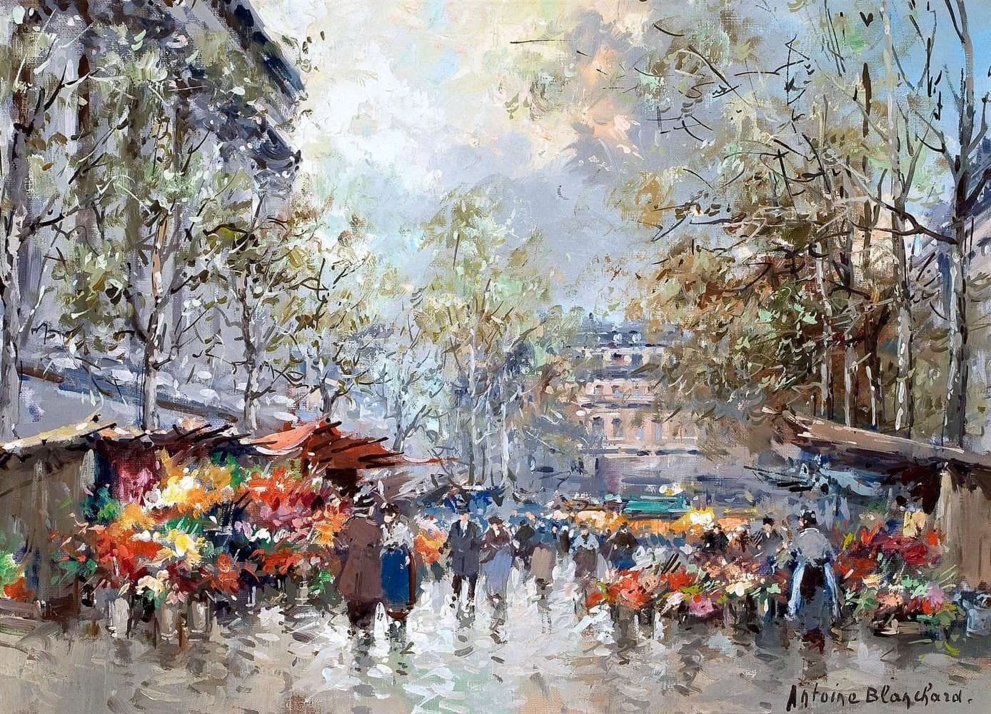 Flower Market Paris Painting Antoine Blanchard Canvas Art Fine Art Print