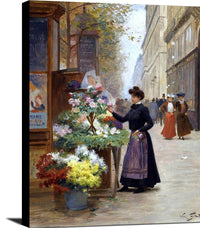 Flower Seller On Les Grands Boulevards, Paris Painting Victor Gilbert Canvas Art Fine Art Print