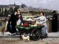 Flower Seller On The Pont Royal Paris Painting Firmin Girard Canvas Art Fine Art Print