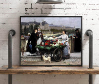 Flower Seller On The Pont Royal Paris Painting Firmin Girard Canvas Art Fine Art Print