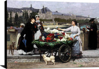 Flower Seller On The Pont Royal Paris Painting Firmin Girard Canvas Art Fine Art Print