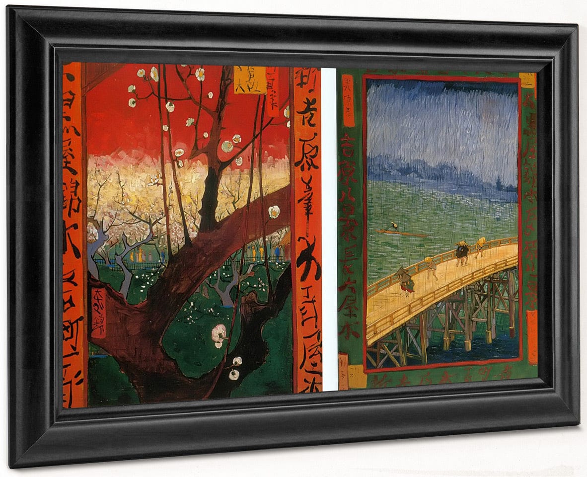 Flowerin Plum Tree And The Bridge In The Rain By Vincent Van Gogh Fine Art Print
