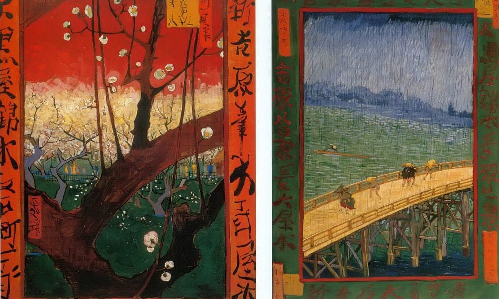 Flowerin Plum Tree And The Bridge In The Rain By Vincent Van Gogh Fine Art Print