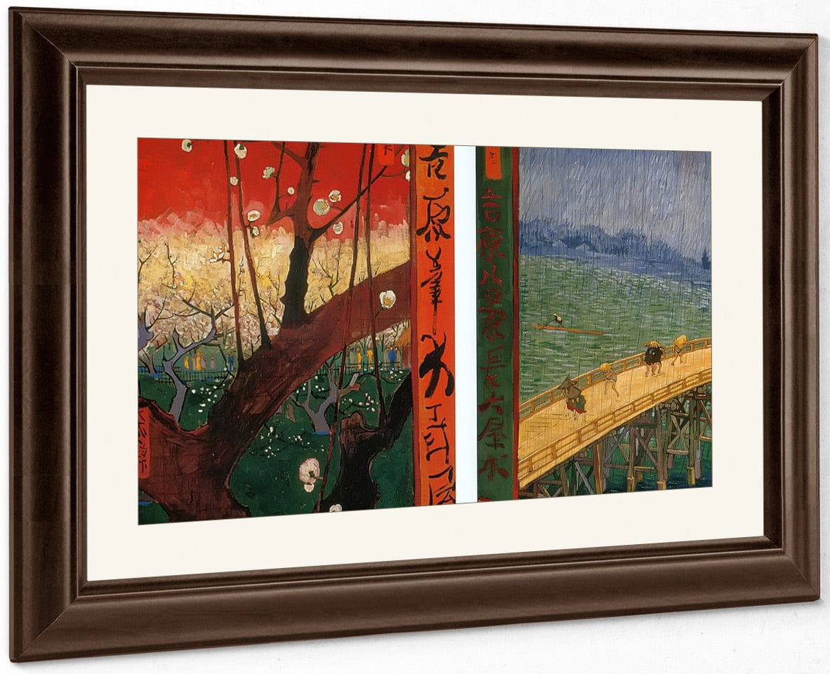 Flowerin Plum Tree And The Bridge In The Rain By Vincent Van Gogh Fine Art Print