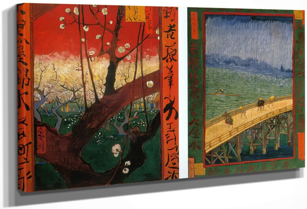 Flowerin Plum Tree And The Bridge In The Rain By Vincent Van Gogh Fine Art Print