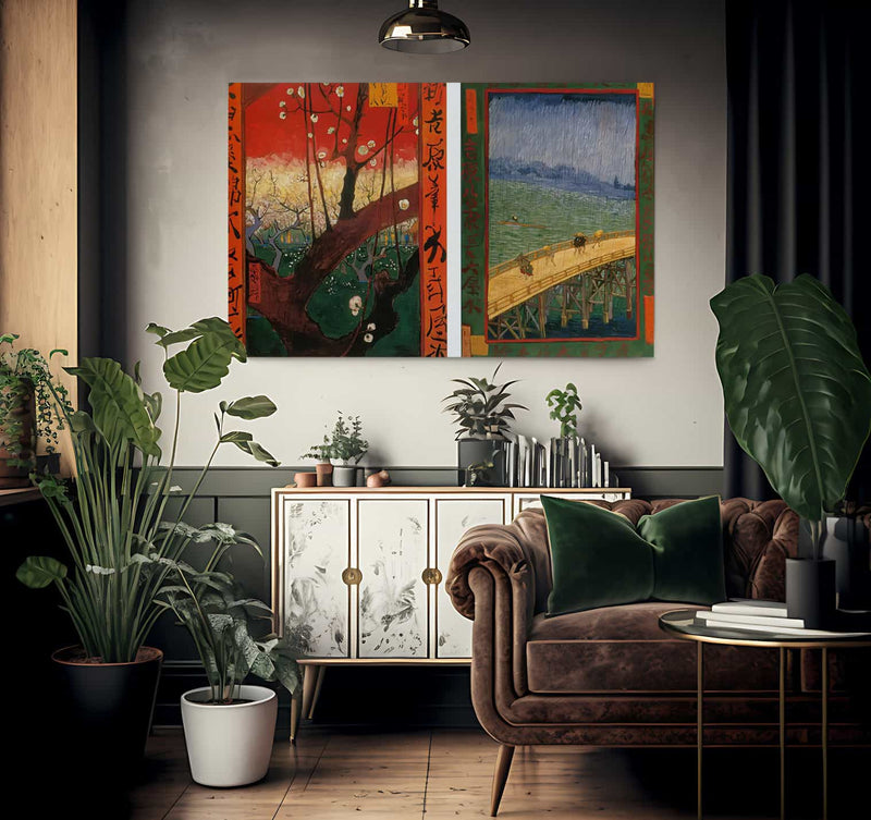 Flowerin Plum Tree And The Bridge In The Rain By Vincent Van Gogh Fine Art Print