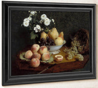 Flowers And Fruit On A Table By Henri Fantin Latour Fine Art Print