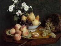 Flowers And Fruit On A Table By Henri Fantin Latour Fine Art Print
