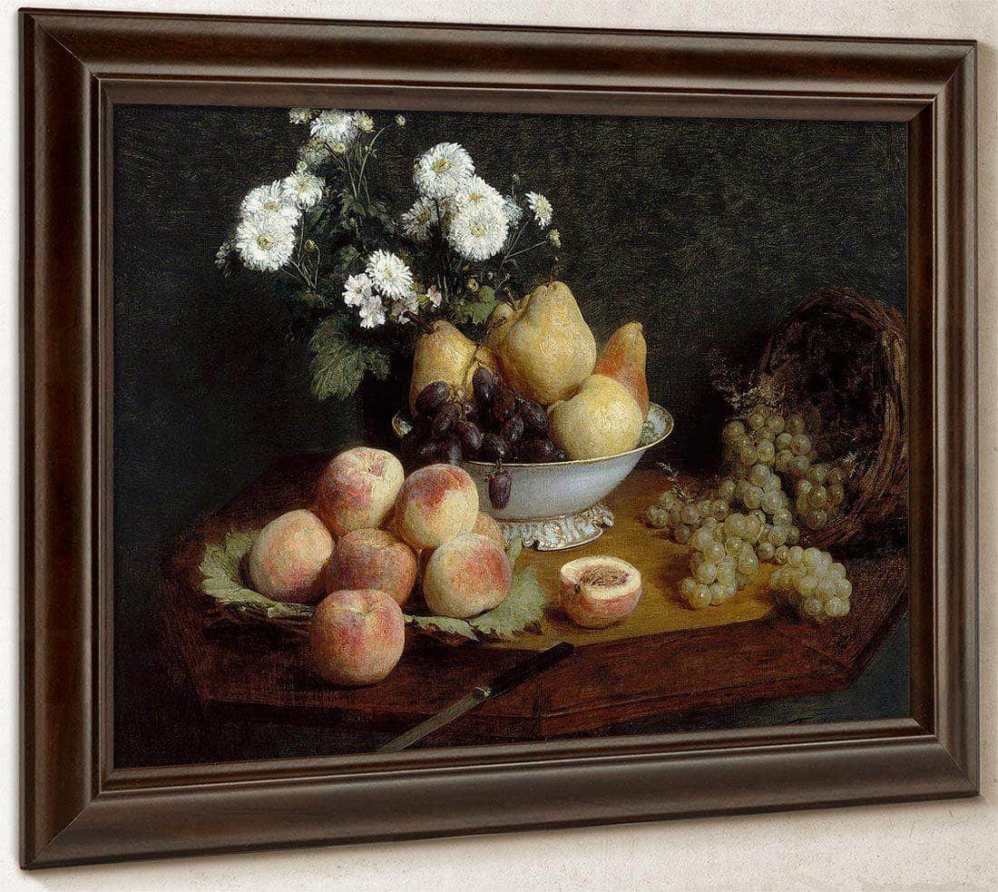 Flowers And Fruit On A Table By Henri Fantin Latour Fine Art Print