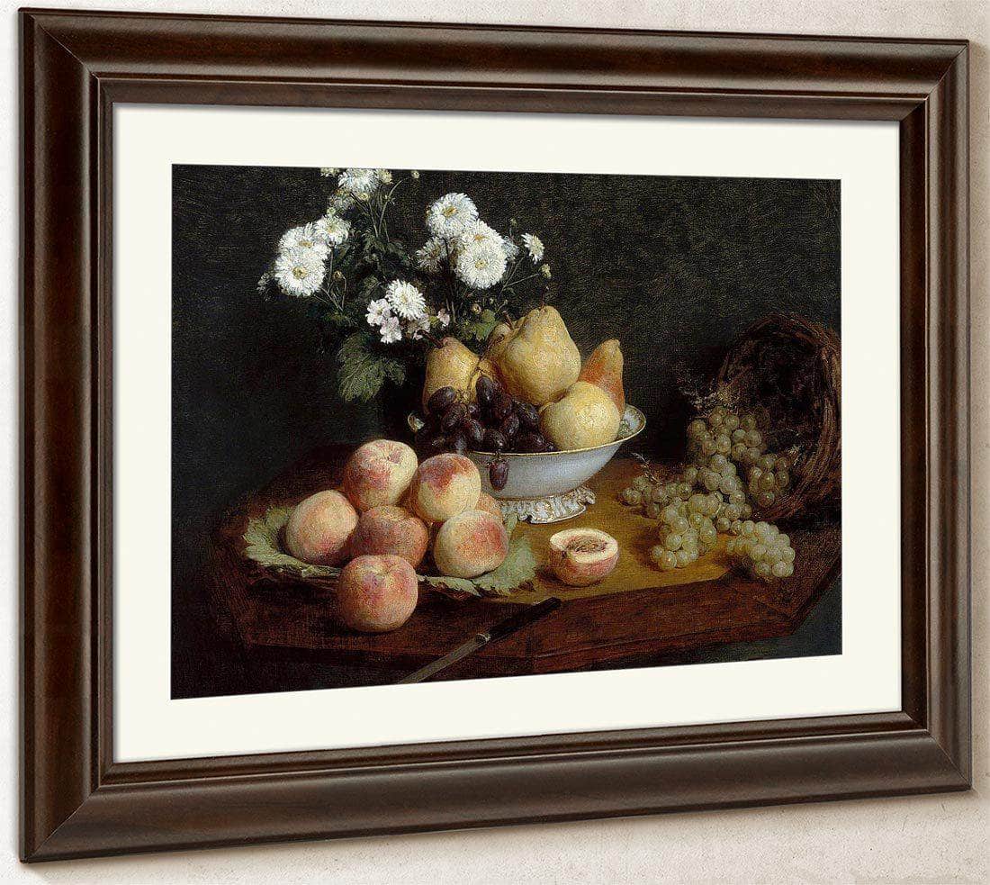 Flowers And Fruit On A Table By Henri Fantin Latour Fine Art Print