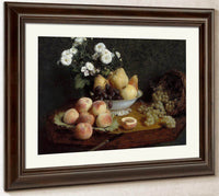 Flowers And Fruit On A Table By Henri Fantin Latour Fine Art Print