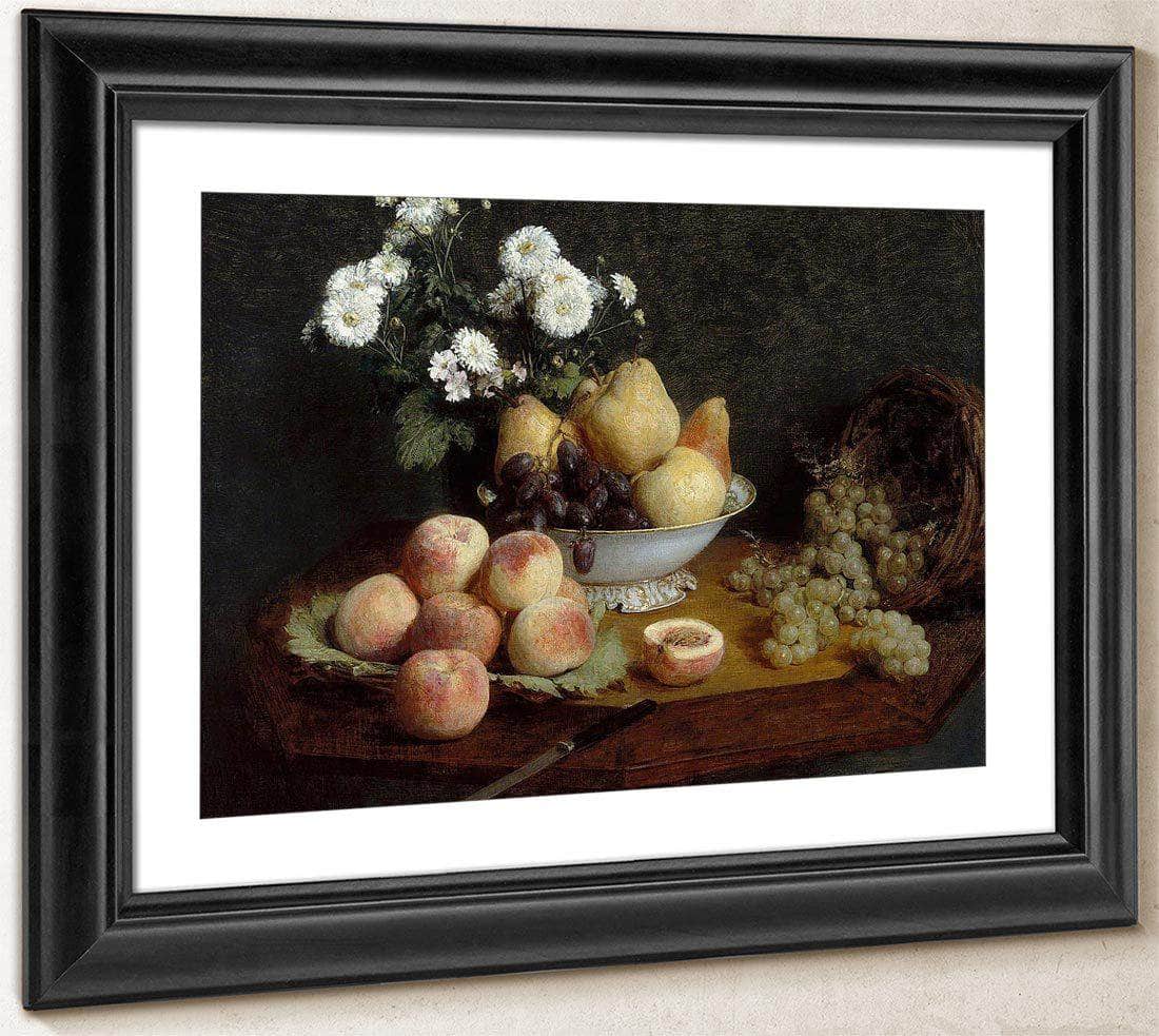 Flowers And Fruit On A Table By Henri Fantin Latour Fine Art Print