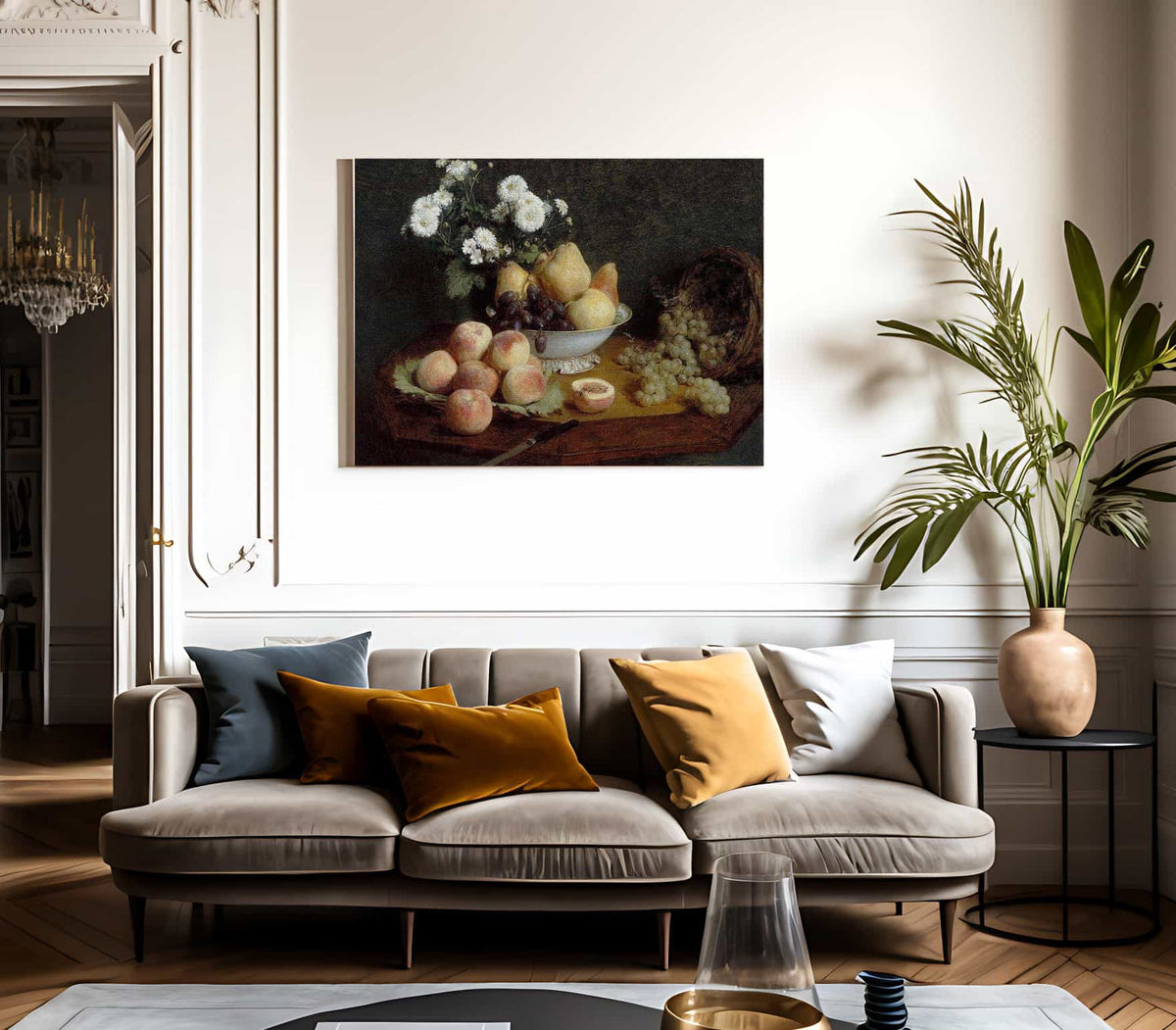 Flowers And Fruit On A Table By Henri Fantin Latour Fine Art Print