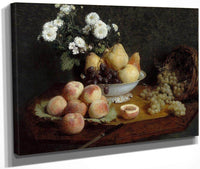 Flowers And Fruit On A Table By Henri Fantin Latour Fine Art Print