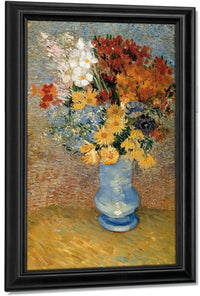Flowers In A Blue Vase By Vincent Van Gogh Fine Art Print