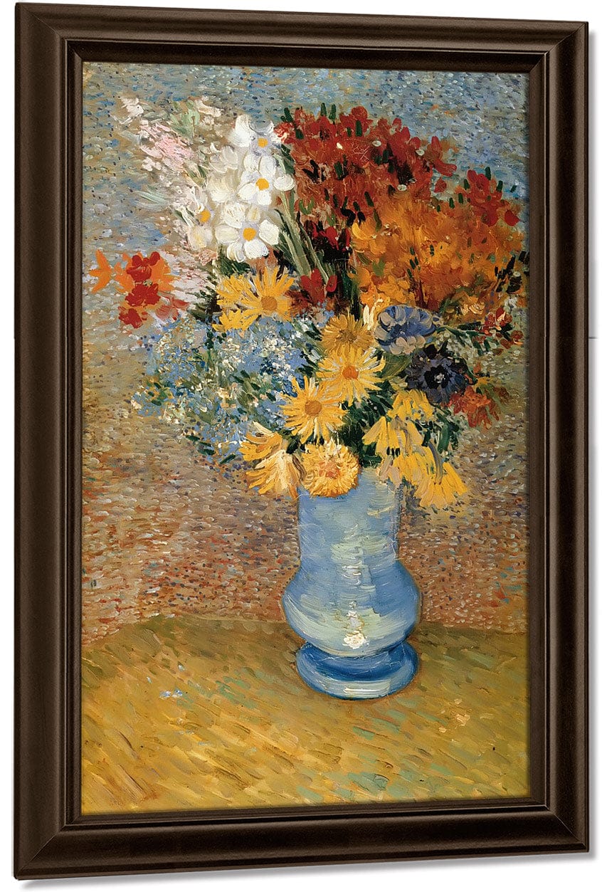 Flowers In A Blue Vase By Vincent Van Gogh Fine Art Print