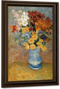 Flowers In A Blue Vase By Vincent Van Gogh Fine Art Print