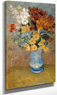 Flowers In A Blue Vase By Vincent Van Gogh Fine Art Print