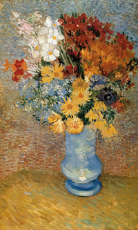 Flowers In A Blue Vase By Vincent Van Gogh Fine Art Print