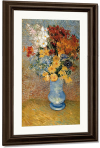 Flowers In A Blue Vase By Vincent Van Gogh Fine Art Print