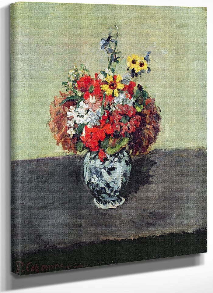 Flowers In A Delft Vase By Paul Cezanne Fine Art Print