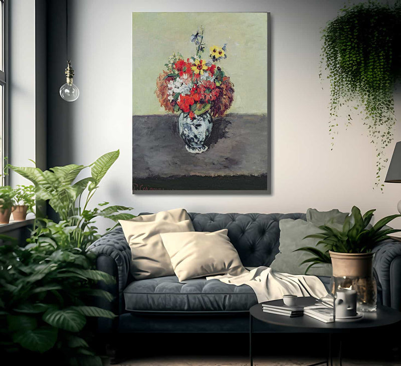 Flowers In A Delft Vase By Paul Cezanne Fine Art Print