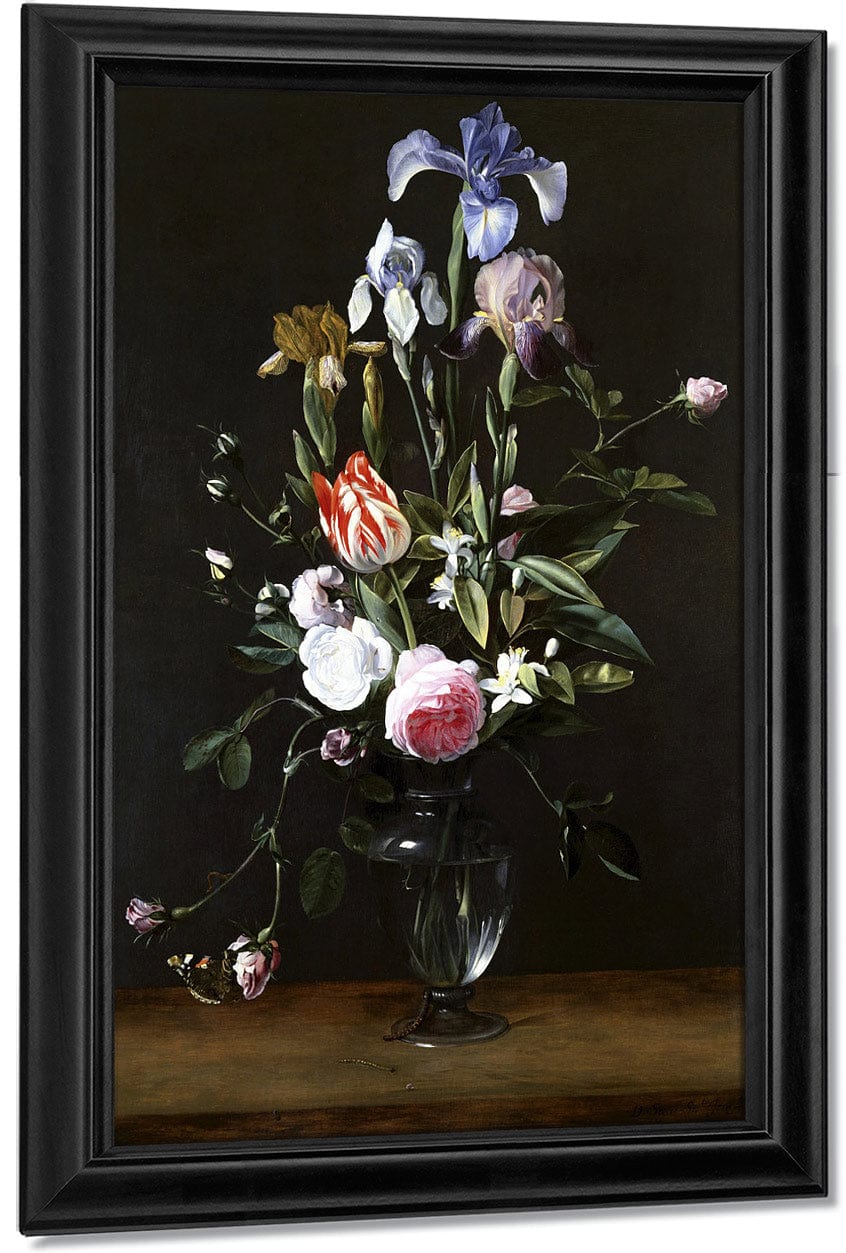 Flowers In A Glass Vase By Daniel Seghers Fine Art Print