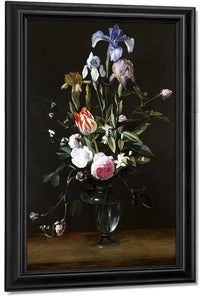 Flowers In A Glass Vase By Daniel Seghers Fine Art Print