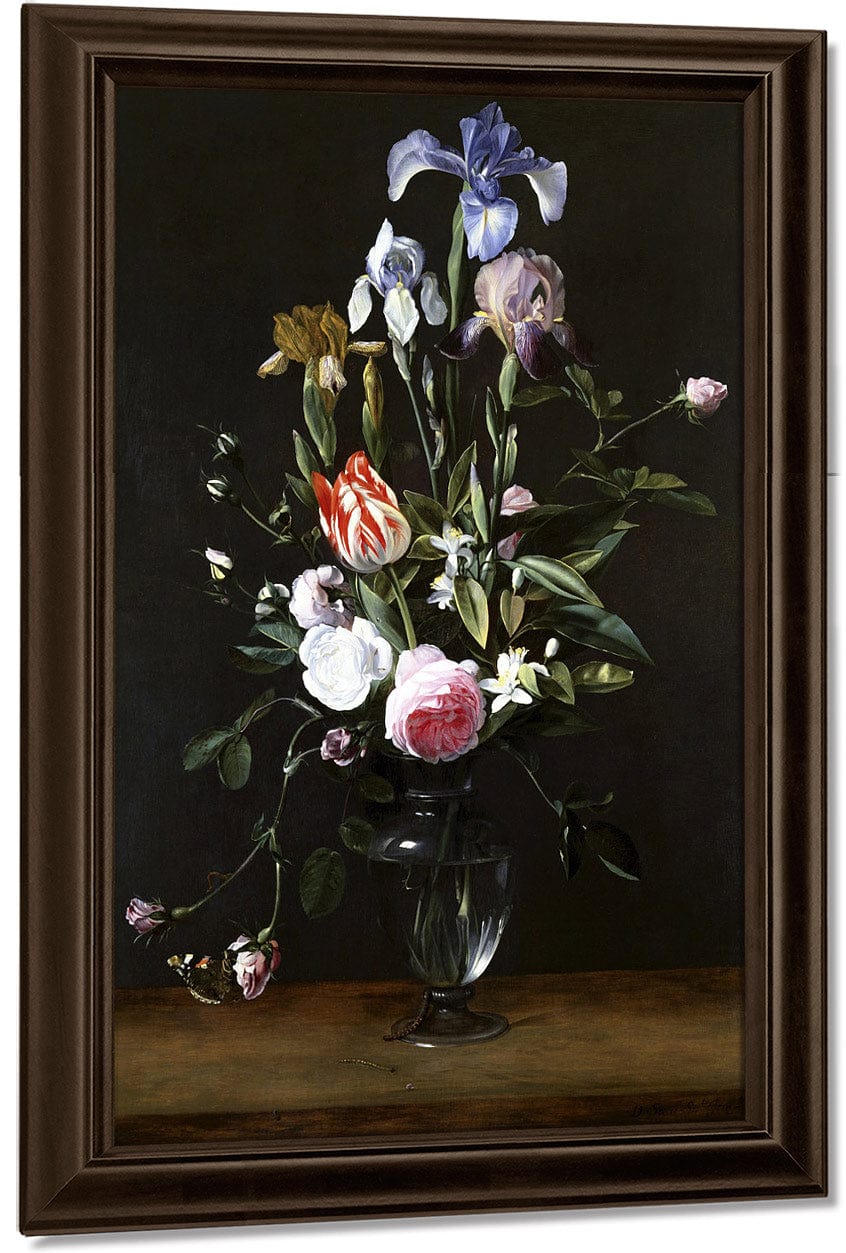 Flowers In A Glass Vase By Daniel Seghers Fine Art Print