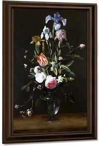 Flowers In A Glass Vase By Daniel Seghers Fine Art Print