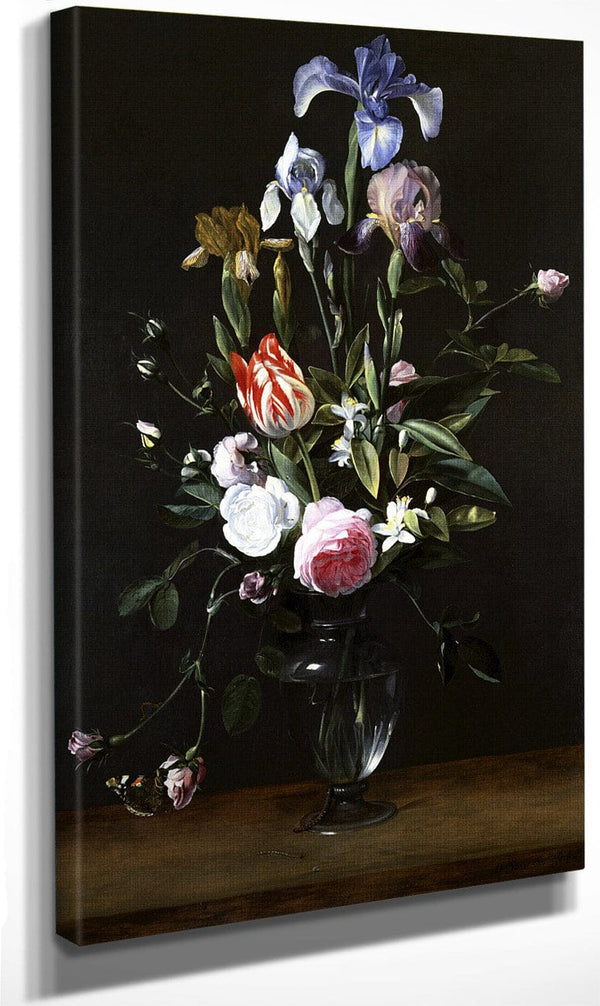 Flowers In A Glass Vase By Daniel Seghers Fine Art Print