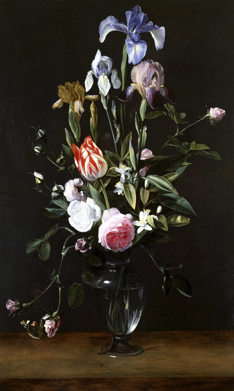 Flowers In A Glass Vase By Daniel Seghers Fine Art Print