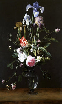 Flowers In A Glass Vase By Daniel Seghers Fine Art Print