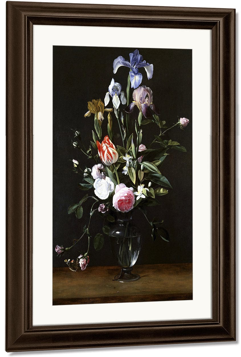 Flowers In A Glass Vase By Daniel Seghers Fine Art Print
