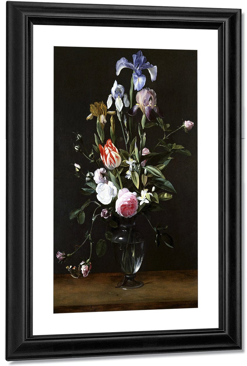 Flowers In A Glass Vase By Daniel Seghers Fine Art Print