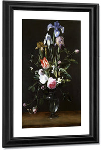 Flowers In A Glass Vase By Daniel Seghers Fine Art Print