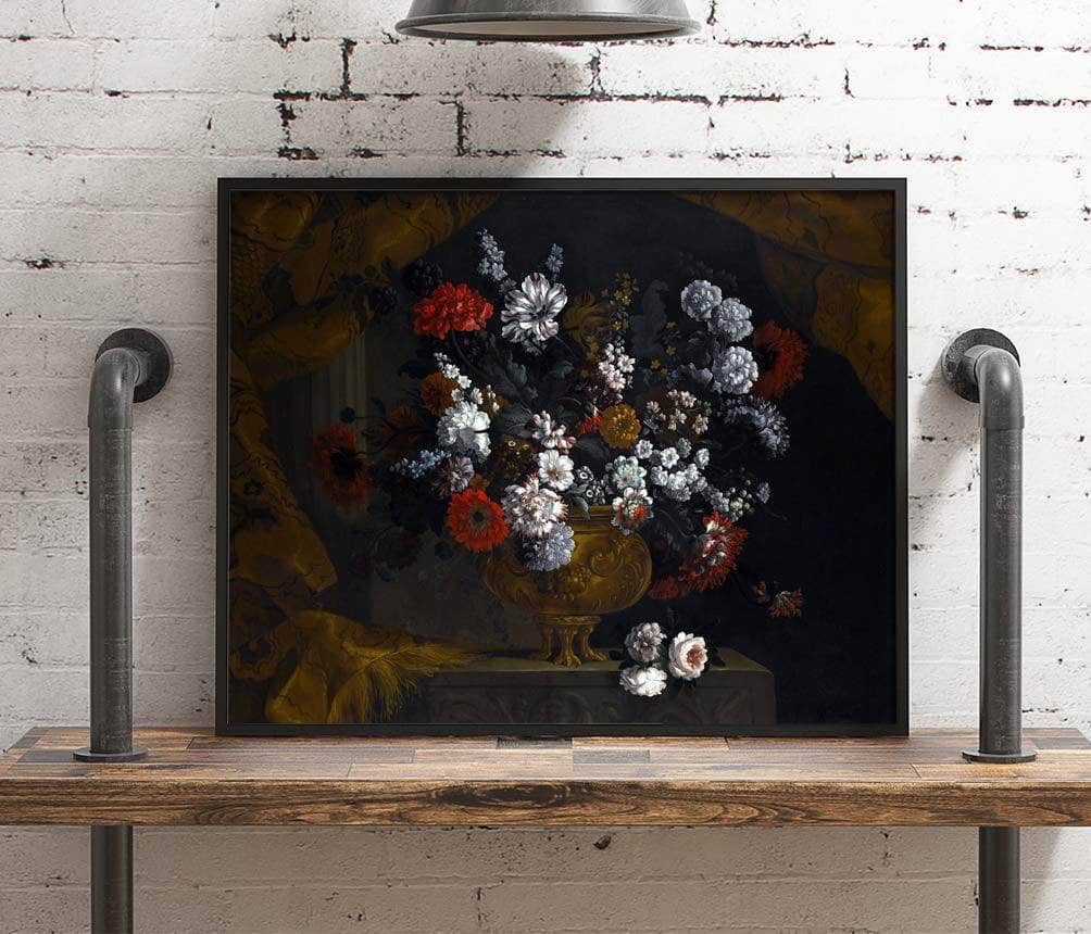 Flowers In A Guilt Urn On A Stone Ledge Painting Pieter Casteels Iii Canvas Art Fine Art Print