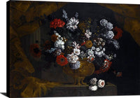 Flowers In A Guilt Urn On A Stone Ledge Painting Pieter Casteels Iii Canvas Art Fine Art Print