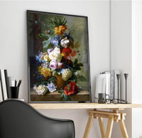Flowers In A Vase On A Marble Ledge Painting Jan Van Huysum Canvas Art Fine Art Print