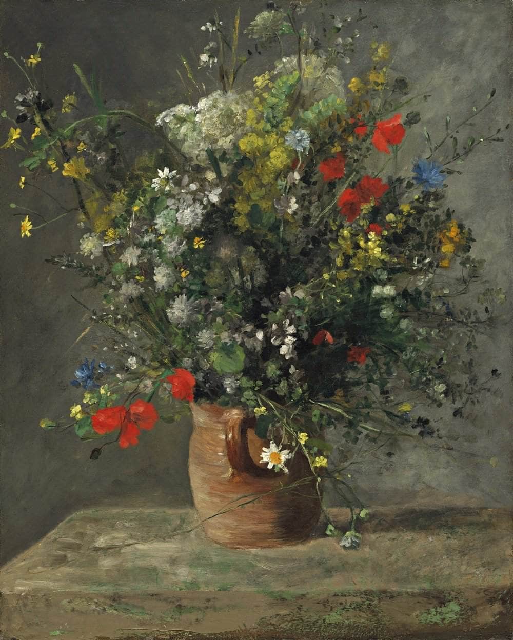 Flowers In A Vase Painting Auguste Renoir Canvas Art Fine Art Print