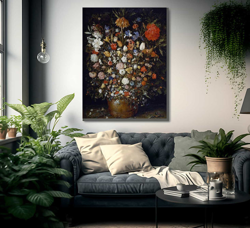Flowers In A Wooden Vessel By Jan Brueghel The Elder Fine Art Print