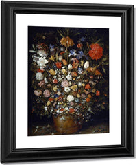 Flowers In A Wooden Vessel By Jan Brueghel The Elder Fine Art Print