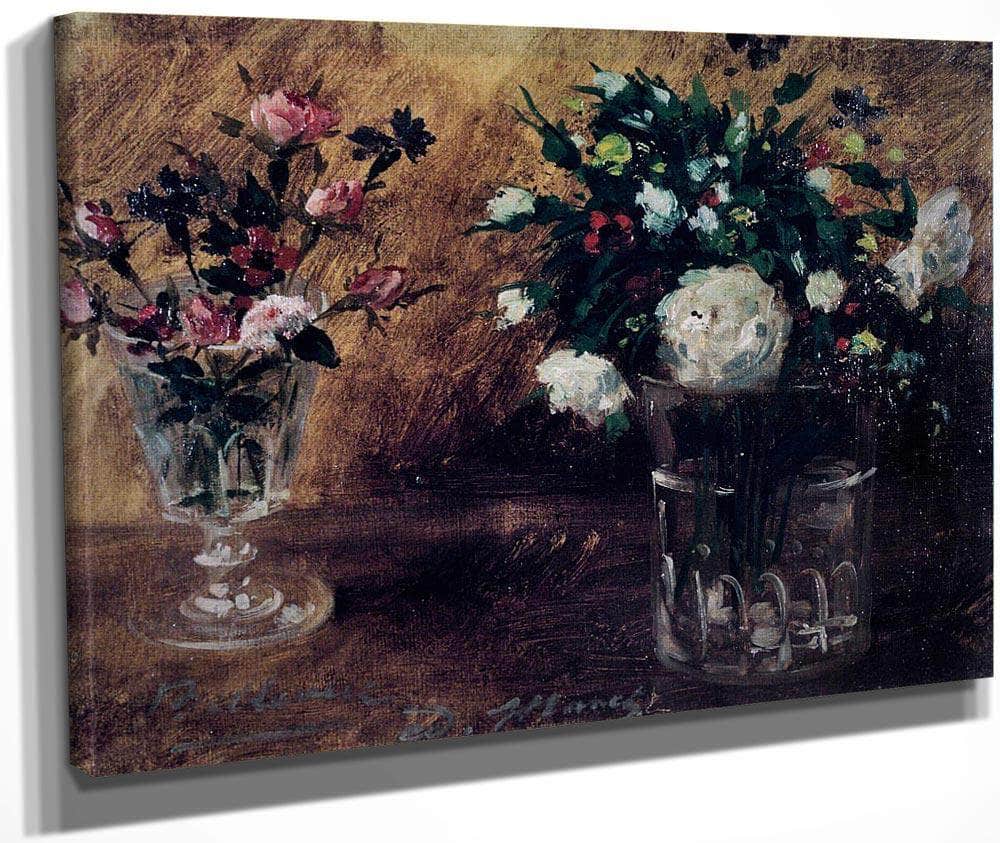 Flowers In Two Glasses By  Manet Edouard Fine Art Print