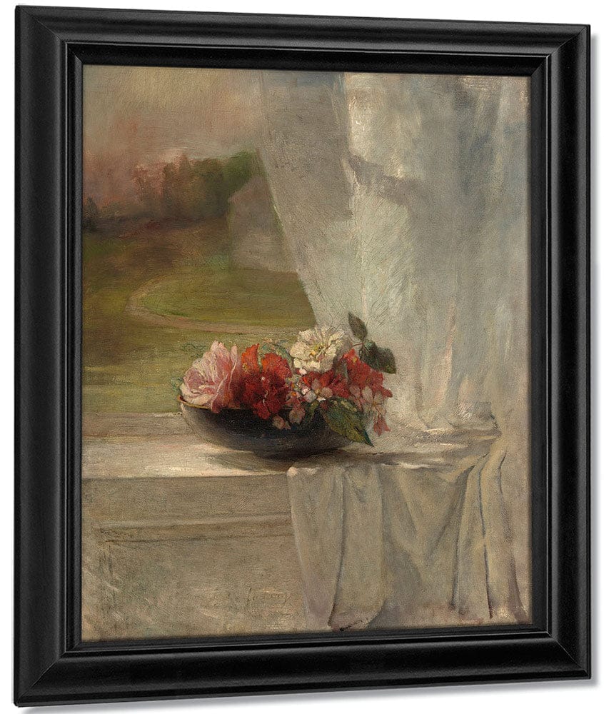 Flowers On A Window Ledge By John La Farge Fine Art Print